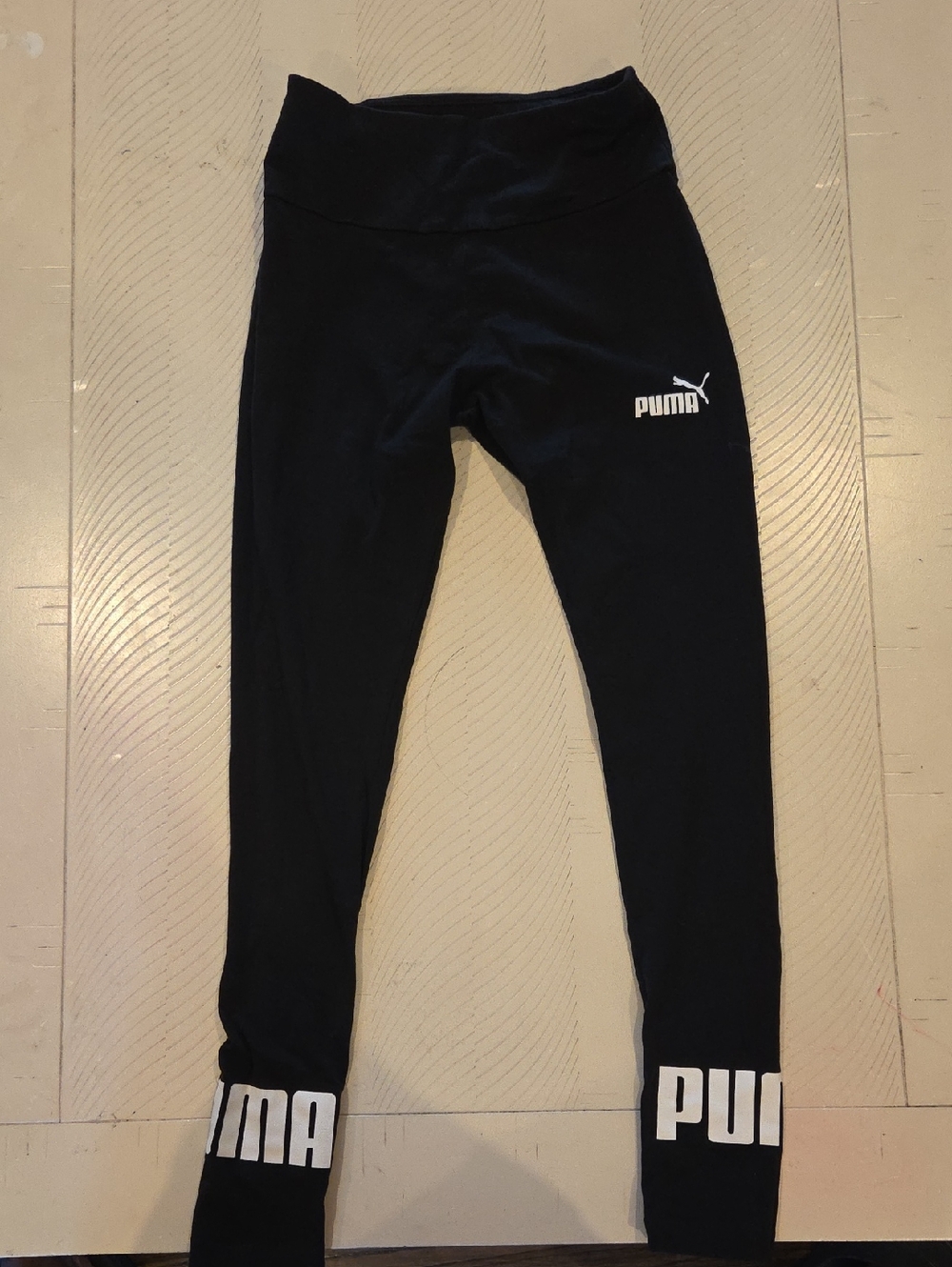 Puma Black Logo Leggings with White Branding